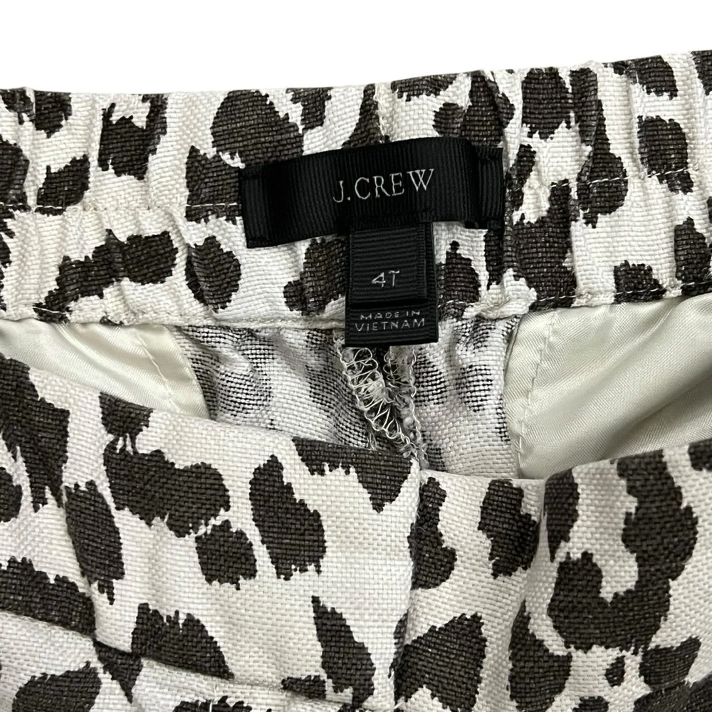 J.Crew Linen Leopard Print Pants Size 4 Tall Relaxed Lightweight Animal‎ Print